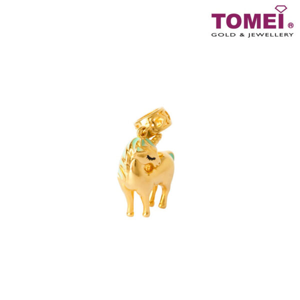 [TOMEI Online Exclusive] Wish Granter Green/Pink Unicorn Charm, Yellow Gold 916