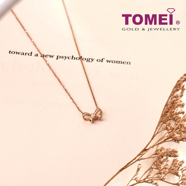 TOMEI Rouge Collection, Ribbon Diamond Necklace, Rose Gold 750