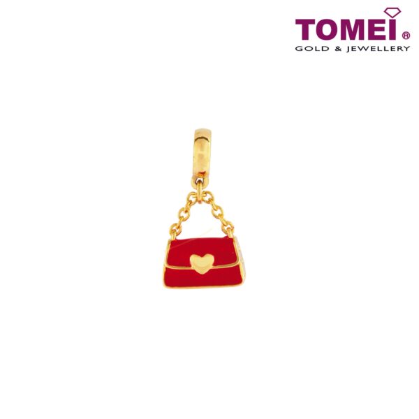 TOMEI Snazzy with Sensations in Red Handbag Charm, Yellow Gold 916 (TM-YG0817P-EC)