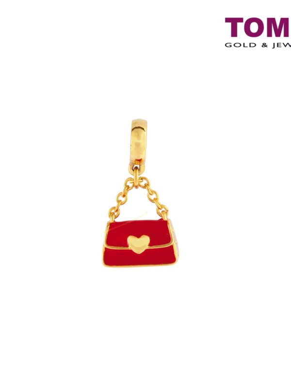 TOMEI Snazzy with Sensations in Red Handbag Charm, Yellow Gold 916 (TM-YG0817P-EC)