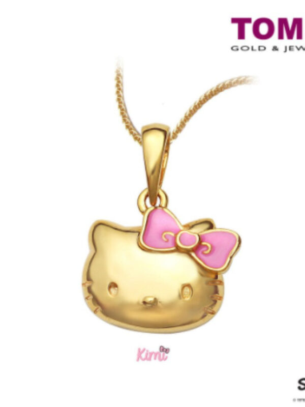 TOMEI x Hello Kitty Kimi Head with Pink Bow Pendant, Yellow Gold 916 (HK-YG0513P-EC-2.67G)