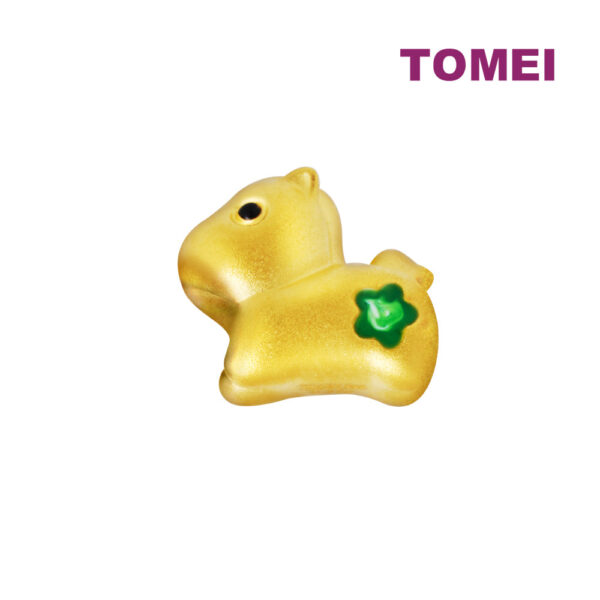 TOMEI [2024 Edition] Colorful Chubby Fortune Zodiac Charm with Red Rope Bracelet, Yellow Gold 999
