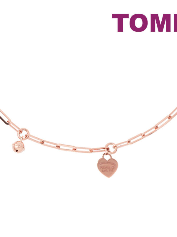 TOMEI Rouge Collection Dangle Heart & Bell Bracelet, Rose Gold 750