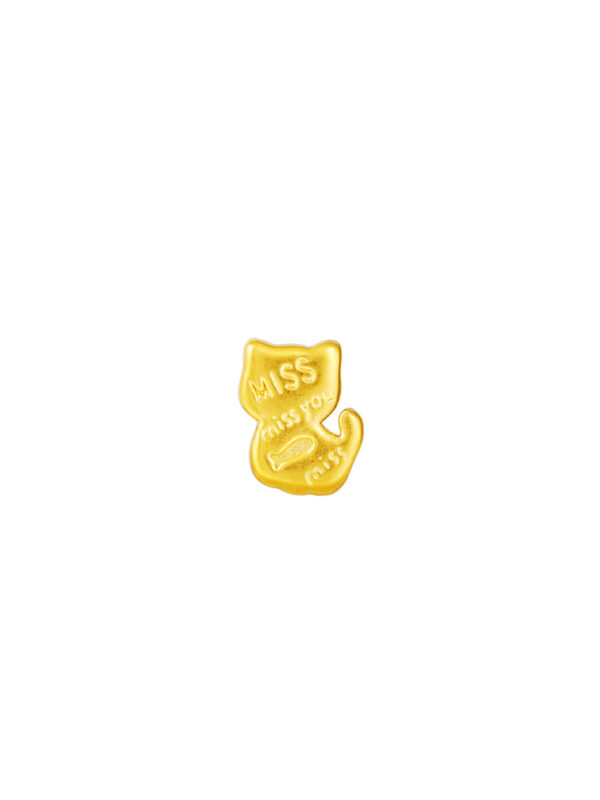 TOMEI Chomel Collection Miss You Cat Charm, Yellow Gold 999