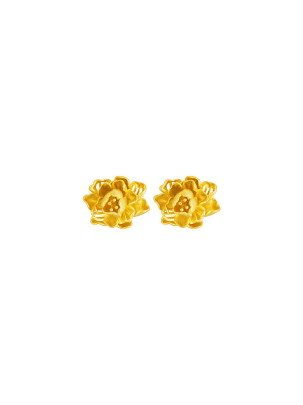 TOMEI The Peony Earrings, Yellow Gold 916