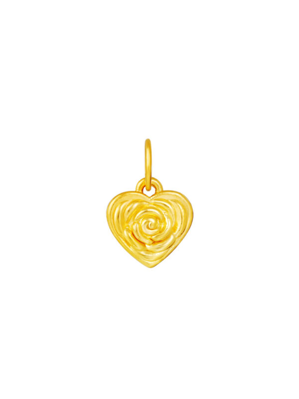 TOMEI Hearted Rose Pendant, Yellow Gold 999