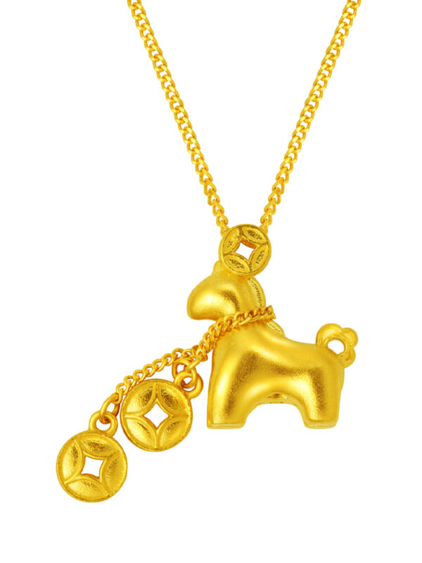 TOMEI 【马上有钱】Richy Horse Necklace, Yellow Gold 999