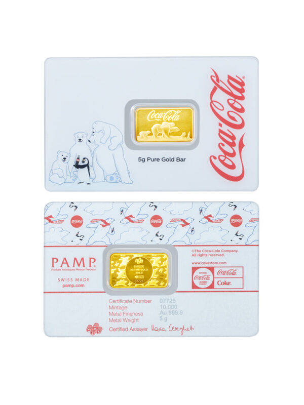 TOMEI x PAMP Coca-Cola® Colar Bear Gold Bar I 5GM I Fine Gold 9999