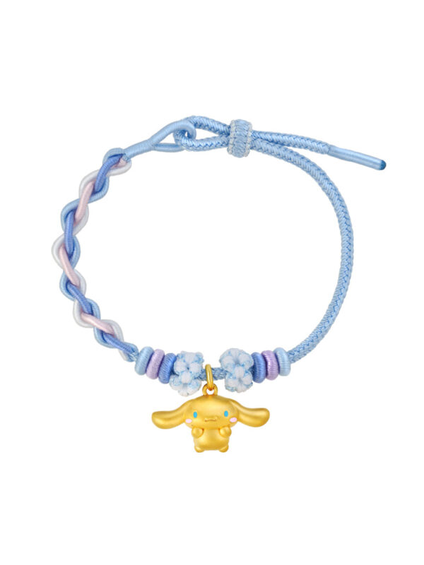 TOMEI X Sanrio Cinnamoroll 5D Charm with Blue Rope Bracelet, Yellow Gold 999