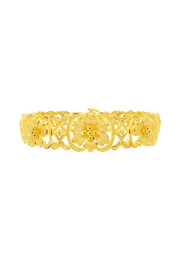 TOMEI X Prima Gold Flower Set Bangle, Yellow Gold 999
