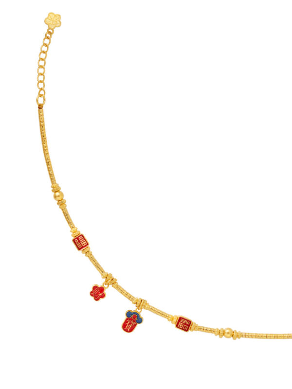 TOMEI x XIFU Vintage Charm In Red Bracelet, Yellow Gold 999