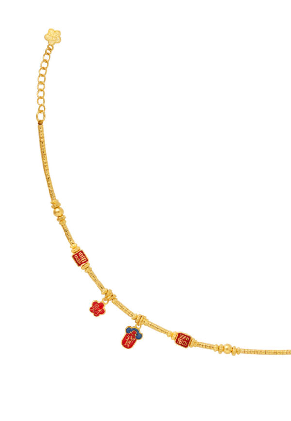 TOMEI x XIFU Vintage Charm In Red Bracelet, Yellow Gold 999