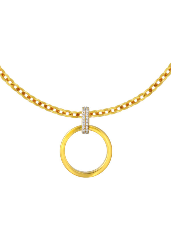 TOMEI Zirconia Circular Pendant, Yellow Gold 916