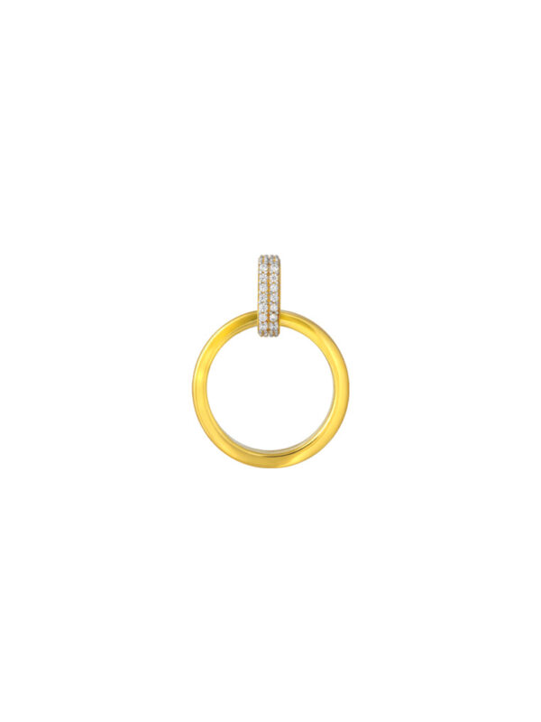 TOMEI Zirconia Circular Pendant, Yellow Gold 916