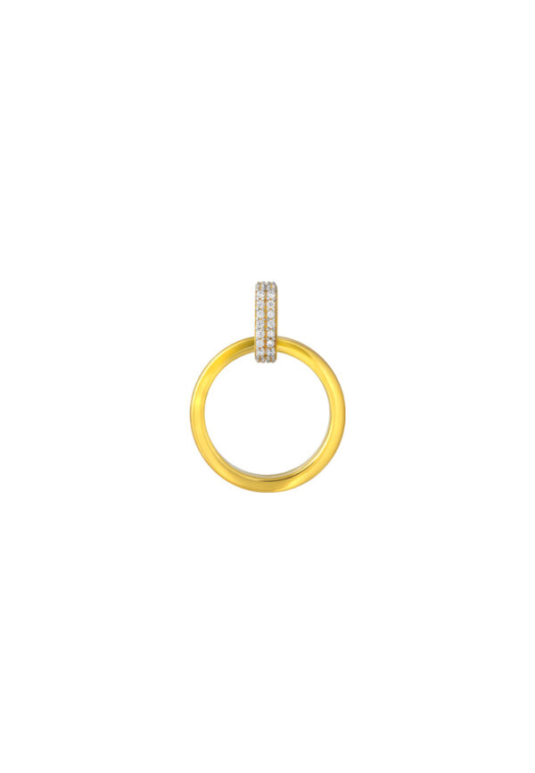 TOMEI Zirconia Circular Pendant, Yellow Gold 916