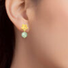 TOMEI The Flower Jade Earrings, Yellow Gold 916