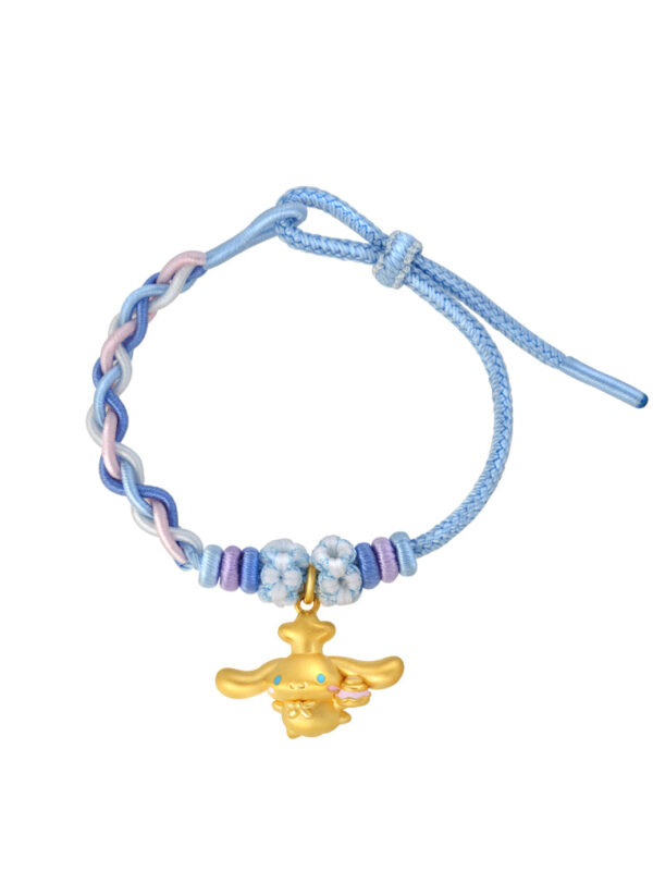 TOMEI X Sanrio Cinnamoroll 5D Charm with Blue Rope Bracelet, Yellow Gold 999