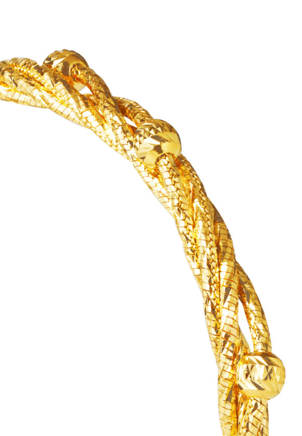 TOMEI Twisted Ball Bangle, Yellow Gold 916