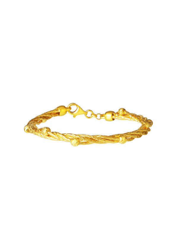 TOMEI Twisted Ball Bangle, Yellow Gold 916
