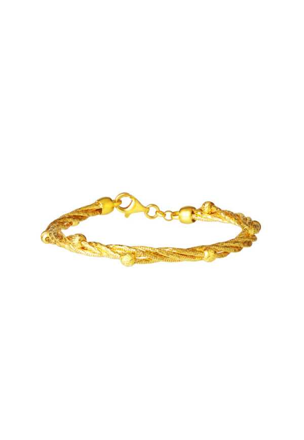 TOMEI Twisted Ball Bangle, Yellow Gold 916