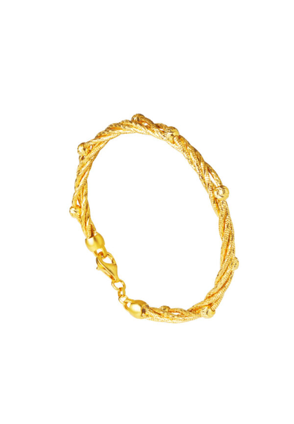 TOMEI Twisted Ball Bangle, Yellow Gold 916