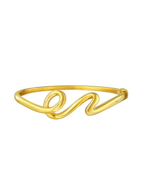 TOMEI Anastasia Curving Bangle, Yellow Gold 916