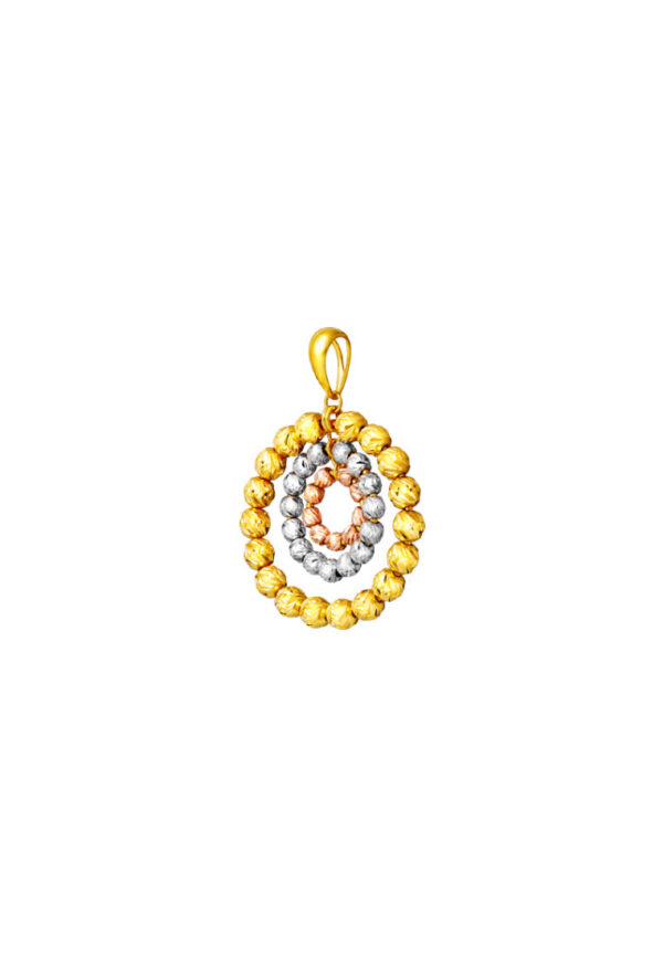 TOMEI Trio-Circle Of Bead Pendant, Yellow Gold 916