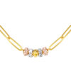 TOMEI Tritone Etched Quartet Chain Link Necklace, Yellow Gold 916