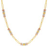 TOMEI Tritone Etched Quartet Chain Link Necklace, Yellow Gold 916