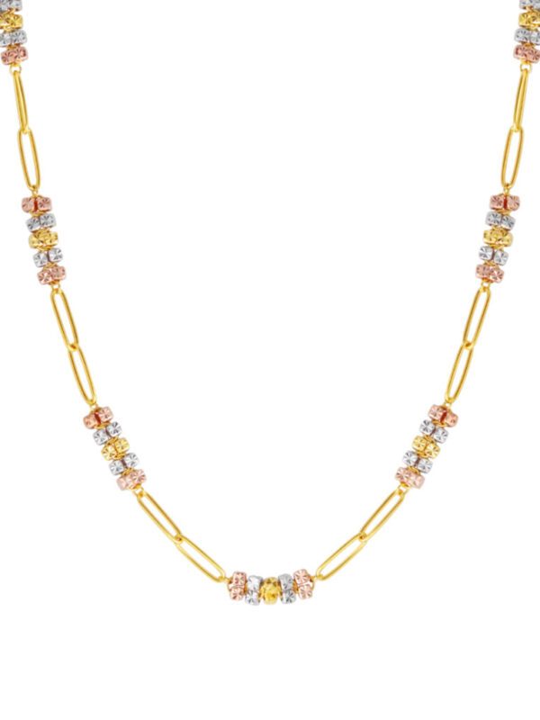 TOMEI Tritone Etched Quartet Chain Link Necklace, Yellow Gold 916