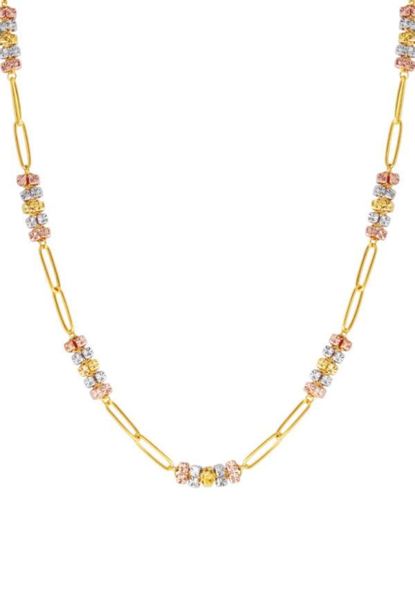 TOMEI Tritone Etched Quartet Chain Link Necklace, Yellow Gold 916