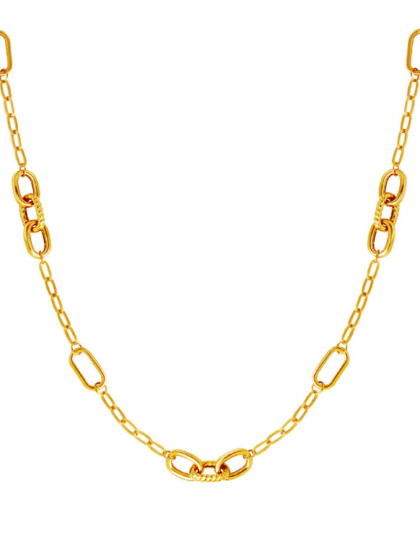 TOMEI Sculpted Trio Link Necklace, Yellow Gold 916