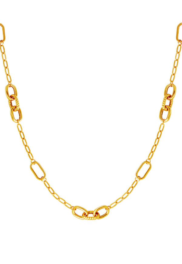 TOMEI Sculpted Trio Link Necklace, Yellow Gold 916