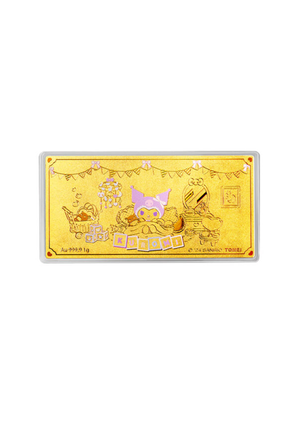 TOMEI X Sanrio Kuromi Kid Room Gold Wafer 1G, Yellow Gold 9999
