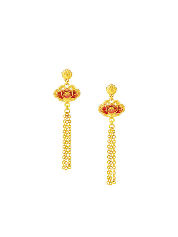 TOMEI x Xifu [国色芳华] Peony Collection, Earrings Yellow Gold 999
