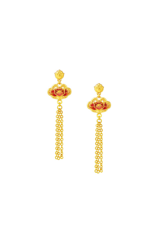 TOMEI x Xifu [国色芳华] Peony Collection, Earrings Yellow Gold 999