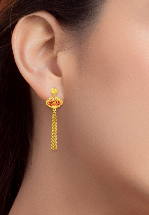 TOMEI x Xifu [国色芳华] Peony Collection, Earrings Yellow Gold 999