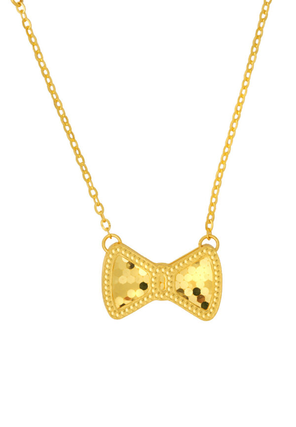 TOMEI Sparkling  Bow Tie Necklace, Yellow Gold 999 (5G)