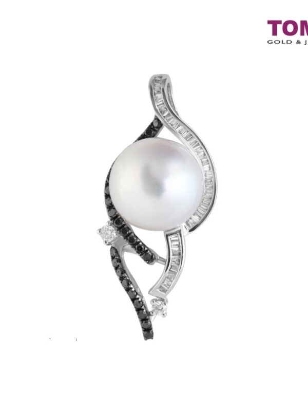 TOMEI South Sea Pearl Pendant, Black & White Diamond  White Gold 750 (P3249)