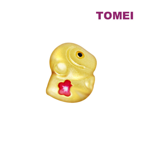 TOMEI [2024 Edition] Colorful Chubby Fortune Zodiac Charm with Red Rope Bracelet, Yellow Gold 999