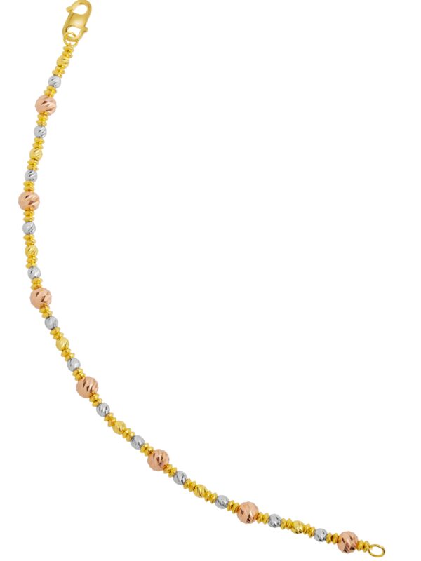 TOMEI Triple Tone Ball Bracelet, Yellow Gold 916