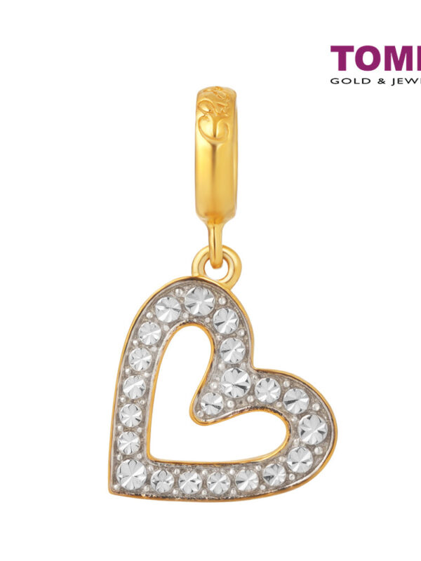 TOMEI Twinkling Heart Charm, Yellow Gold 916