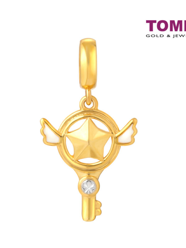 TOMEI The Angel's Key Charm, Yellow Gold 916