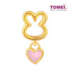 TOMEI Rabbit With Pink Love Charm, Yellow Gold 916