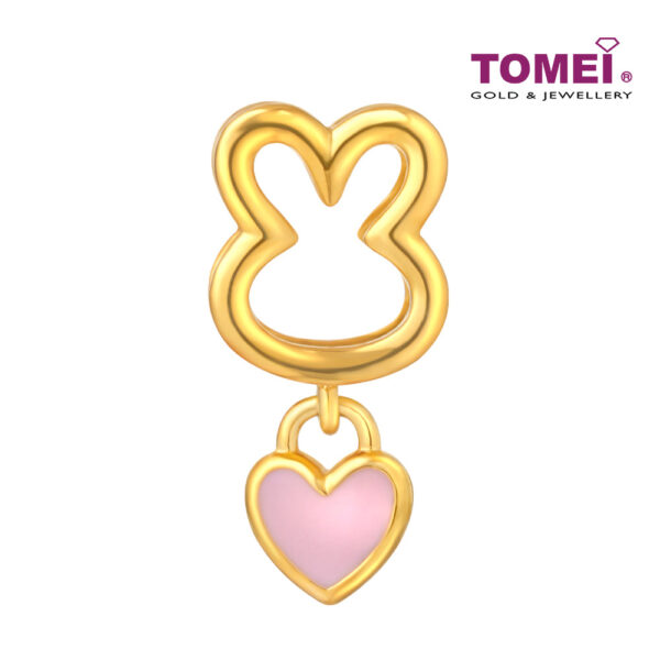 TOMEI Rabbit With Pink Love Charm, Yellow Gold 916