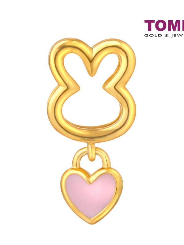 TOMEI Rabbit With Pink Love Charm, Yellow Gold 916