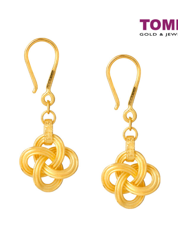 TOMEI X XIFU Infinity Knot Earrings, Yellow Gold 999
