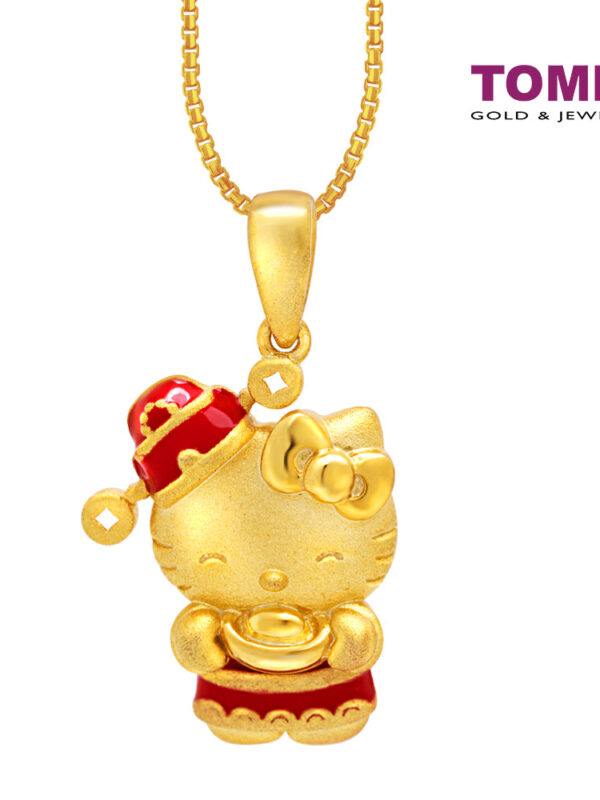TOMEI X SANRIO Hello Kitty With Chinese Ingot Pendant, Yellow Gold 916
