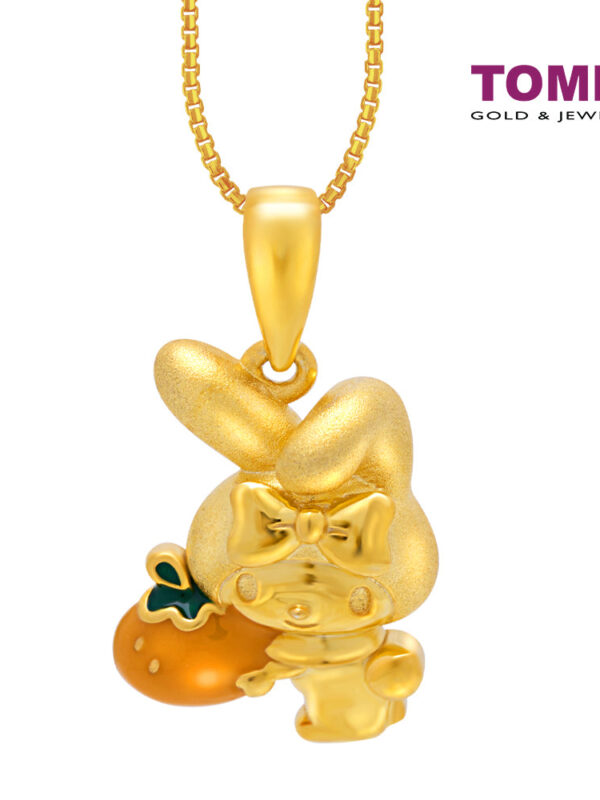 TOMEI X SANRIO My Melody With Fruit Pendant, Yellow Gold 916
