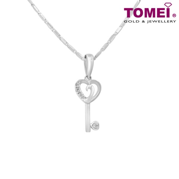 TOMEI Unlock My Heart Diamond Pendant Set | White Gold 585